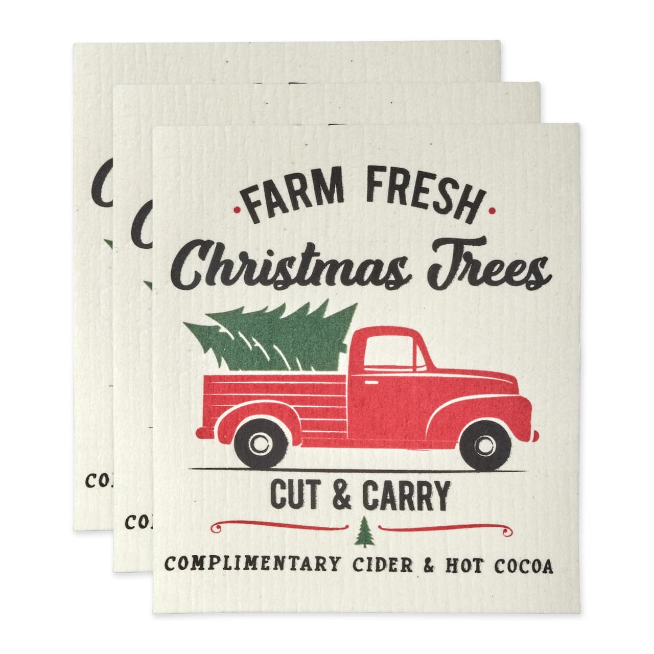 DII® Christmas Truck Swedish Dishcloth Set, 3ct.